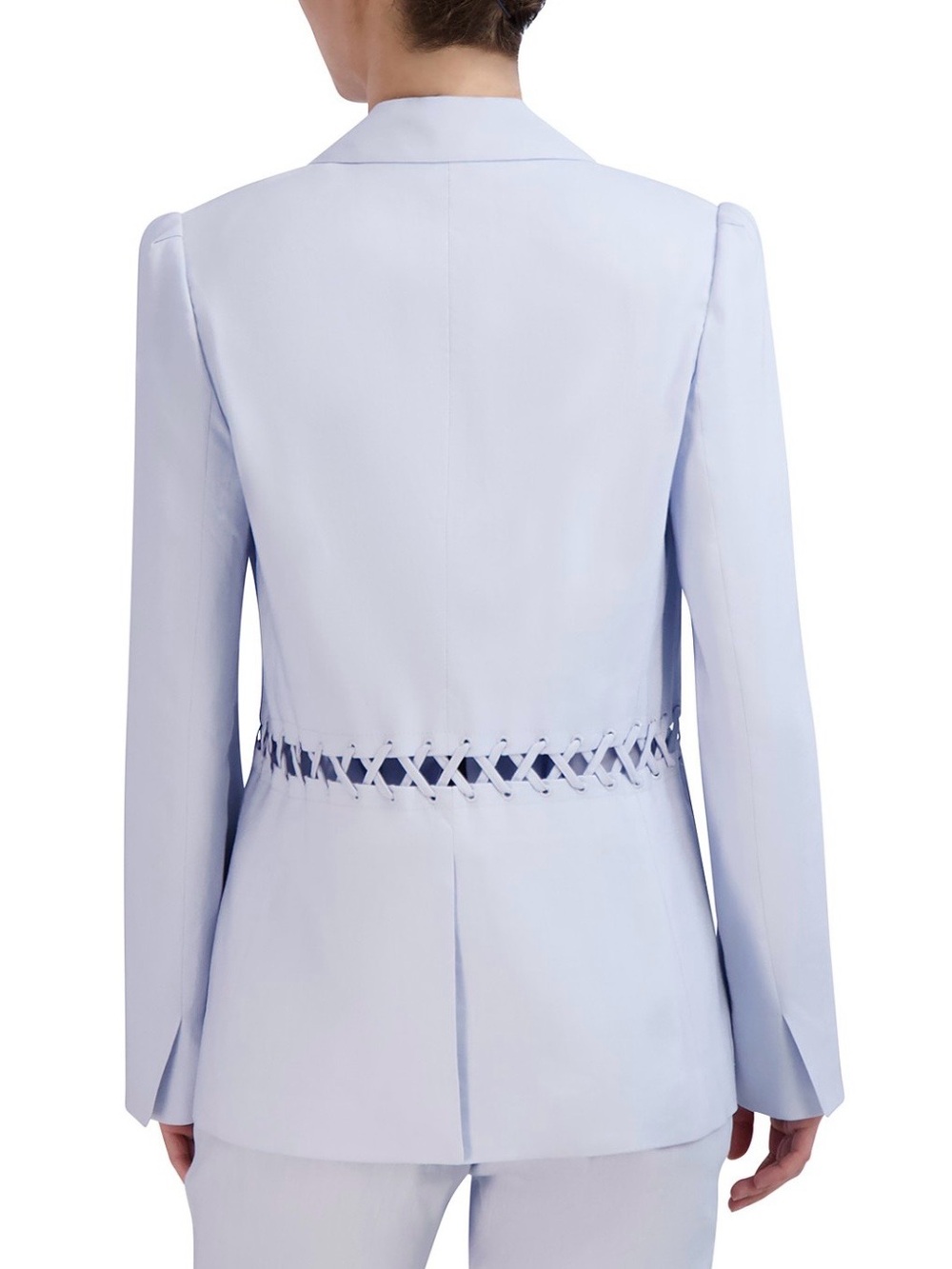 BCBG Light Blue Lace-Up Tailored Blazer - Picture 12 of 12